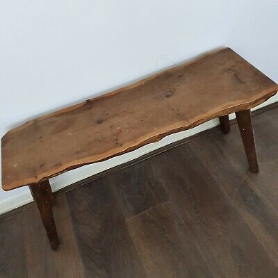 Handcrafted Vintage Rustic Wooden Bench Seat Side Table Cottagecore Country 3