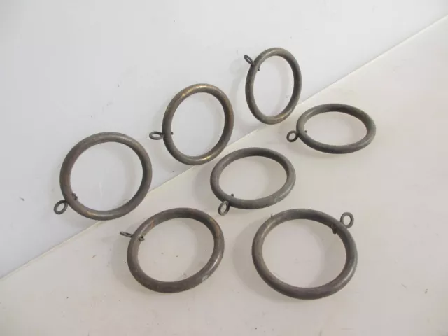 Vintage Brass Curtain Rings Victorian Holder Hangers Antique x7 - 2.5/8"W