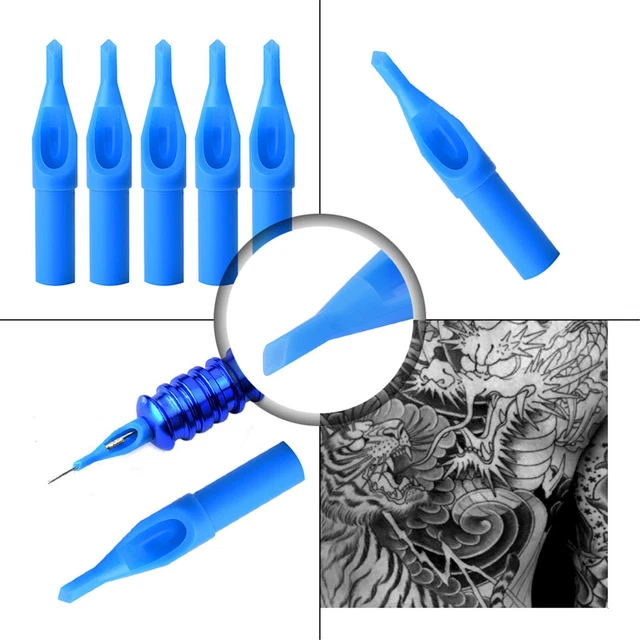 100 puntas de tatuaje desechables para agujas planas redondas 3/5/7/9RL 3/5/7/9RS 5/7M1
