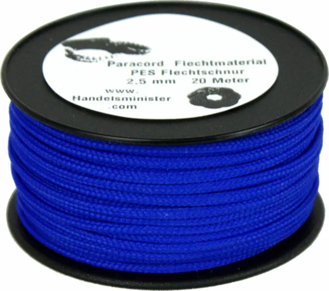 20m Paracord Flechtschnur 2,5mm blau / unifarbig / multicolor zum Flechten