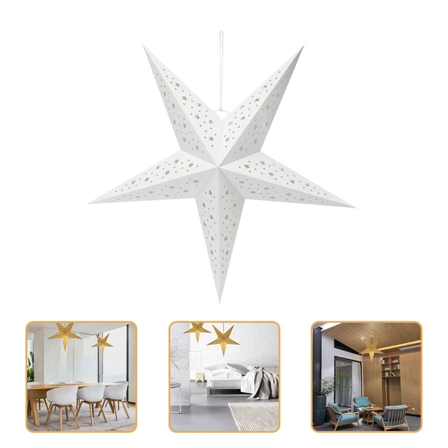 Lot De 5 Lanternes étoiles En Papier à Suspendre - Doré, 30cm - Décoration Mariage, Anniversaire, Noël