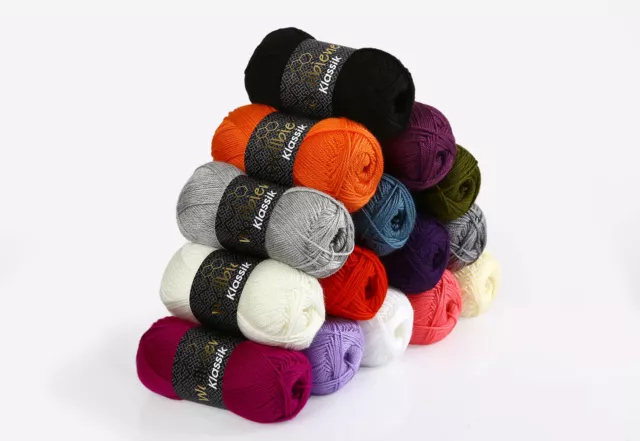 Wollbiene Klassik 100g, Wolle zum Stricken, Polyacryl stricken viele Farben,Baby