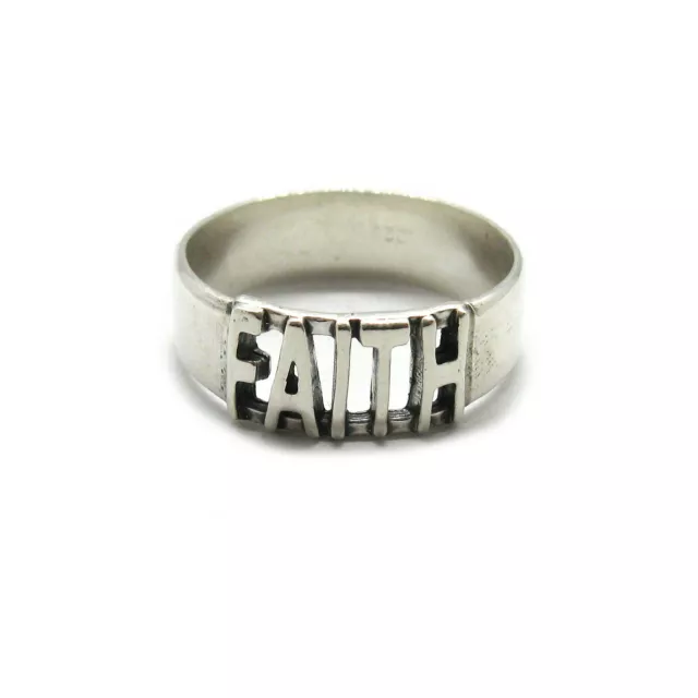 Genuine sterling silver ring band FAITH solid hallmarked 925