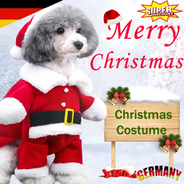 DHL Haustier Hund Weihnachten Kapuzenpullover Hundejacke Kostüm Mantel Jacke Set