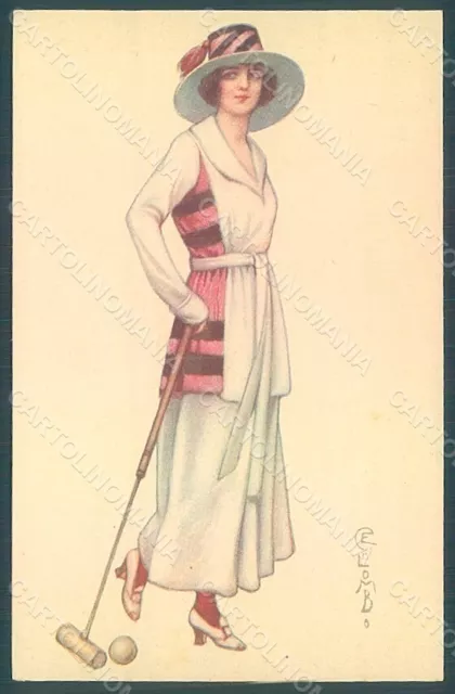 Artist Signed Colombo E. Lady Croquet Sport Fashion serie 974-6 postcard HR2637