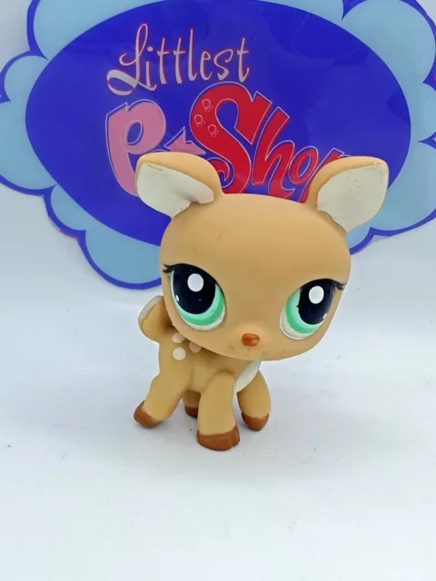 Littlest Petshop Lps #979 Hasbro Biche Faon Daim Deer Beige Blanc Yeux Vert