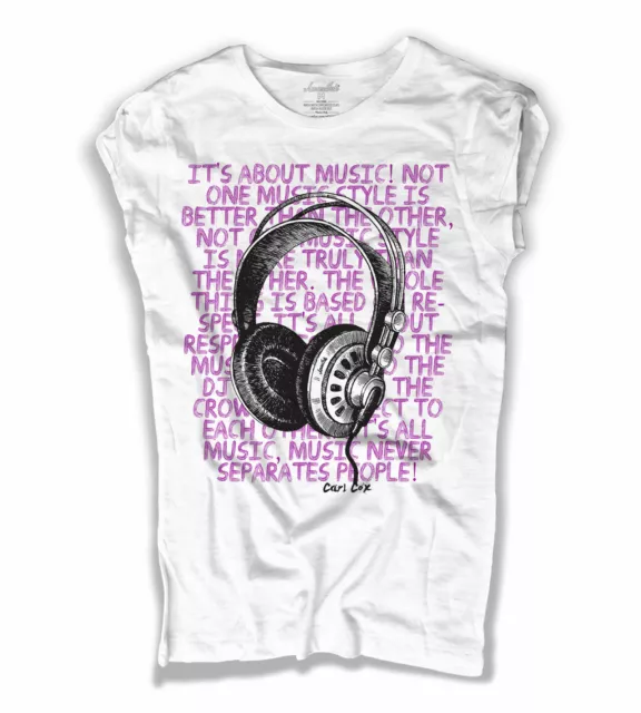 T-shirt donna CARL COX cuffie DJ music house techno headphone It's About Music