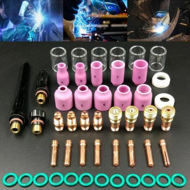 49 pièces Kit tig Lentille de gaz Tronquée Buse d'alumine Accessoires # 10