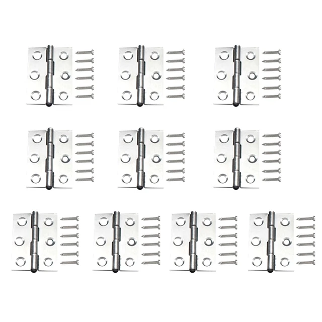 10 Cerniere In Acciaio Inox Da 75mm Per Porte E Armadi - Con 60 Viti Incluse, Argento