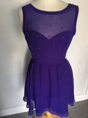 Pixie Lott Lipsy Sleeveless Skater Dress Purple UK 10 RRP £55 LN122 BB 17