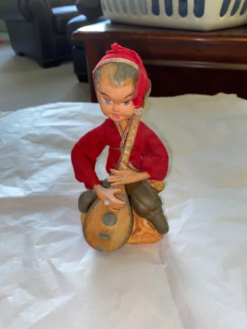 Rare Very Old Musician Man Figurine with Guitar Unusual Figurine