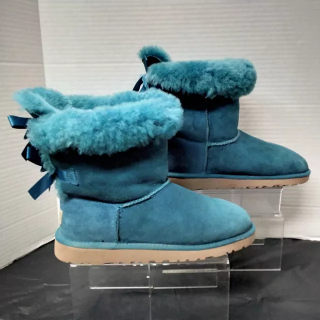 UGG Australia Boots Bailey Bow Turquoise Suede Womens 6 3280Y