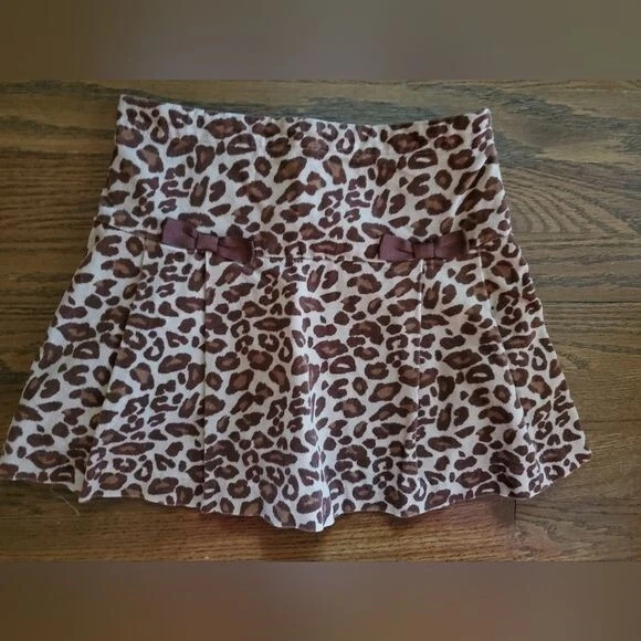 Vtg GYMBOREE Girls 7 brown tan leopard print skirt