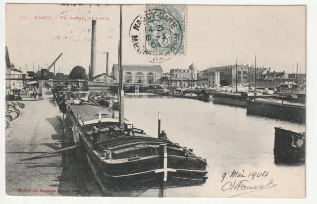 NANCY - Meurthe & Moselle - CPA 54 - Port du canal St Georges Peniches au bassin