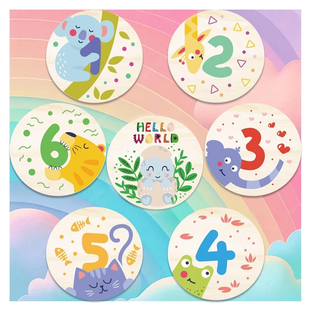 WOODEN BABY MONTHLY Milestone Cards with Birth Announcement Sign ...