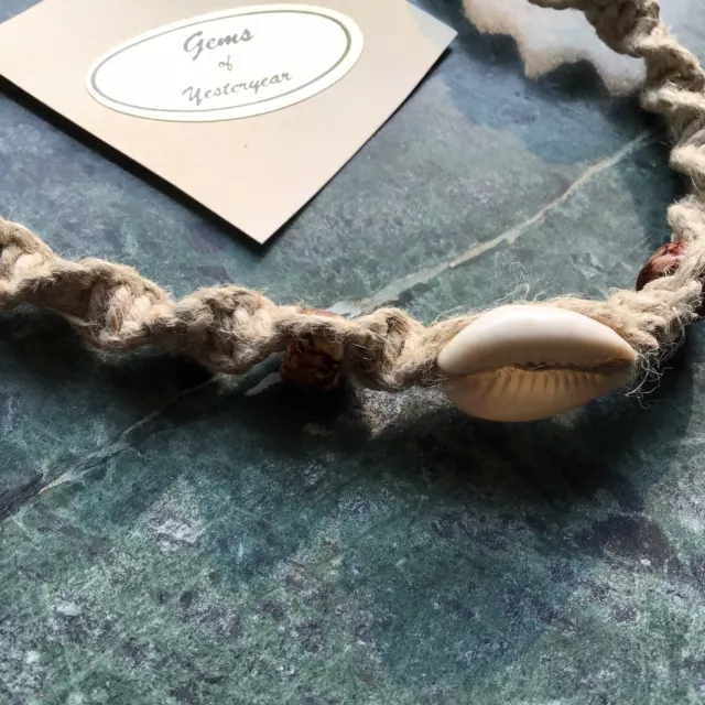 Wide Hemp weaved Choler/Anklet 12”  with a half sea shell  Hippie Hand Made 2