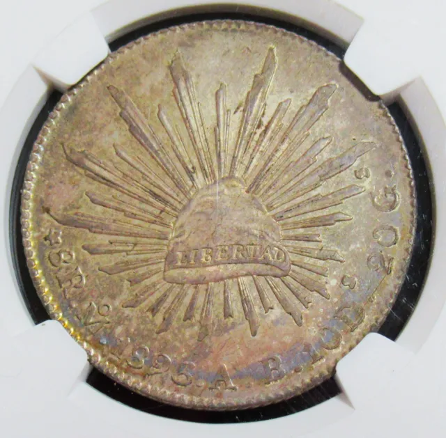 Mexico: 1896-Mo AB Silver 8 Reales. Beautiful Old Patina. NGC MS-63.