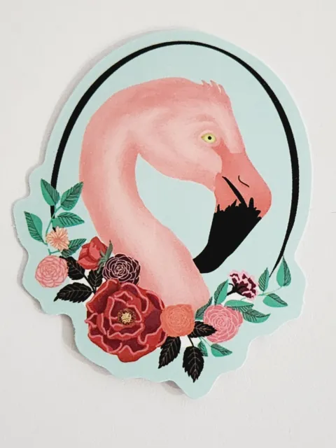 Flamingo Head with Flowers Beautiful Cartoon Bird Sticker Decal Embellishment