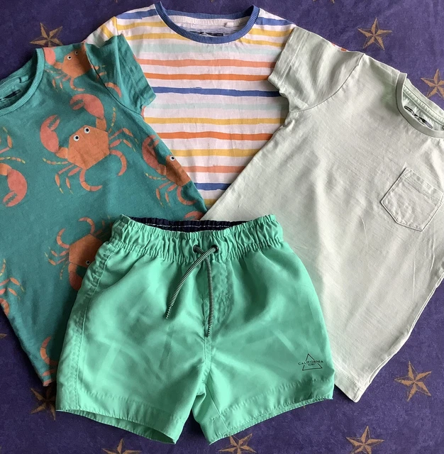 next age 1 -2years shortsleeve t-shirt tops stripe kids childs swim shorts green