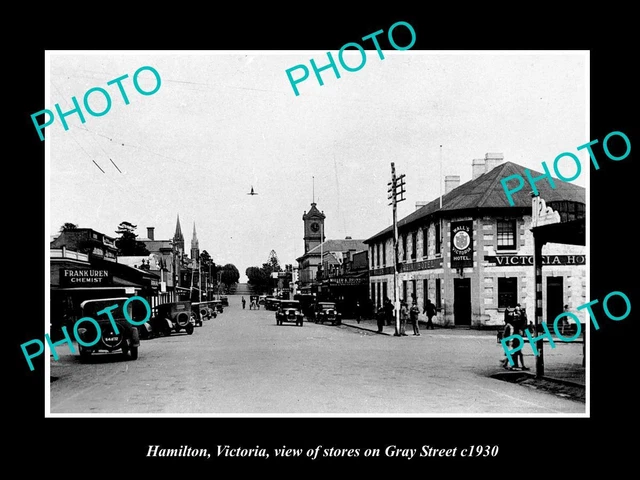 OLD LARGE HISTORIC PHOTO OF HAMILTON VICTORIA THE STORES ON GRAY STREET c1930