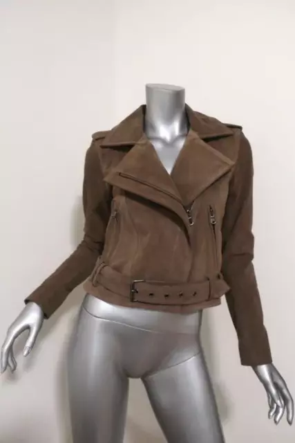 Parker Ace Suede Motorcycle Jacket Taupe Beige Size Extra Small Biker Jacket