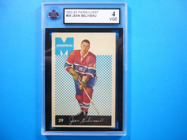 1962/63 Parkhurst Nhl Hockey Card #39 Jean Beliveau Ksa 4 Vg/Ex Sharp+ Parkie