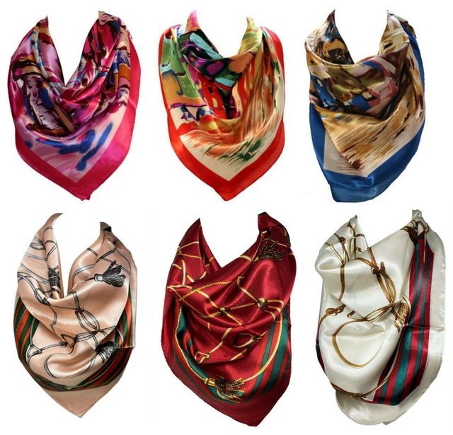 Foulard En Soie 100% - Motif Géométrique Moderne Rouge Multicolore - Neuf Avec étiquettes