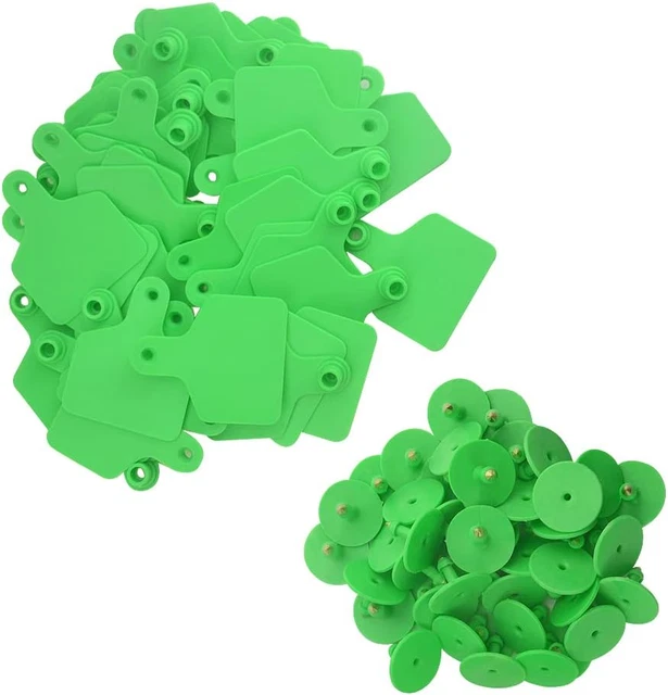 100Sets Livestock Blank Tags Green Livestock Identification Ear Tag Blank Tags