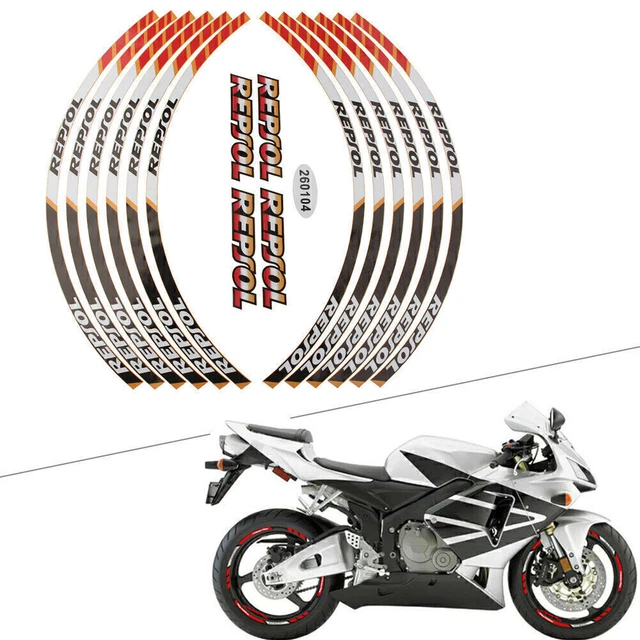 Fit HONDA REPSOL HRC CBR RR Orange Motor Rim Stripes Wheel Decals Tape Stickers