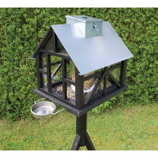 Ryom Vogelhaus Futterstation Panorama mit LED-Leuchte und Gestell, 50x35x135cm