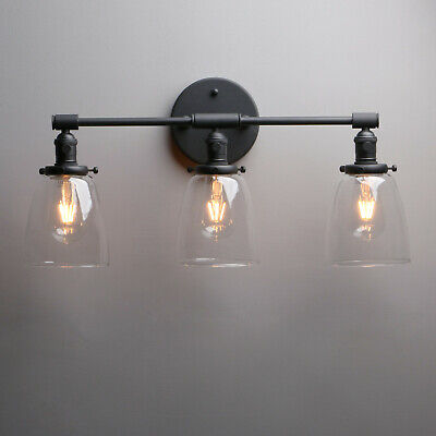 Industrial Rustic Wall Lamp Bell Glass 3-Light Farmhouse Bathroom Vanity Sconce