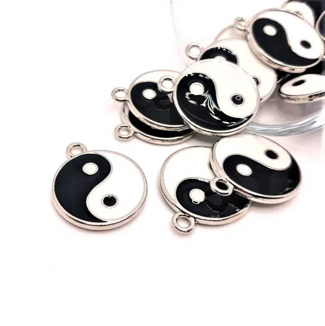 4, 20 or 50 pcs Yin Yang White and Black Double Sided Charms - US Seller - EN351