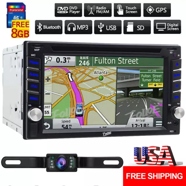 CAMERA 6.2" Double 2DIN Touch Bluetooth DVD CD Player Car Stereo Radio GPS NAV