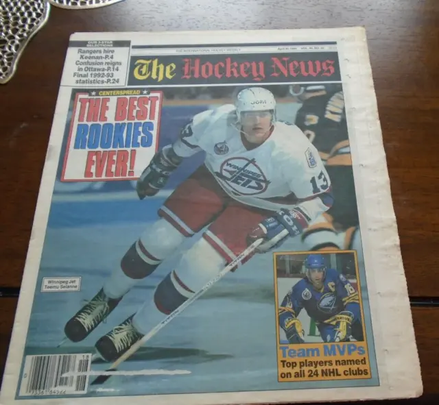 The Hockey News Vol 46 No.32 April 30 1993 Teemu Selanne  The Best Rookies Ever