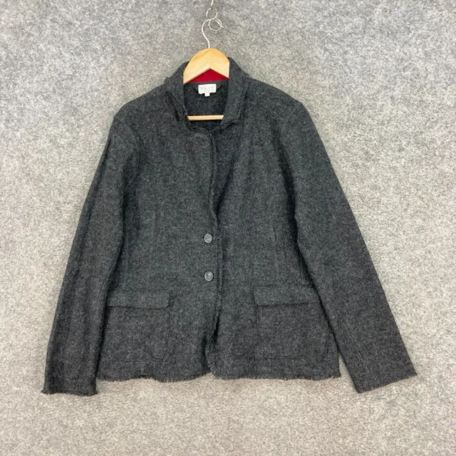 EAST Womens Jacket Size L Dark Grey Wool Knit Button Long Sleeve J20812