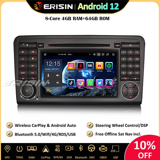 10.1 1 Din DAB+Autoradio Android 10.0 Bluetooth WiFi TNT Carplay