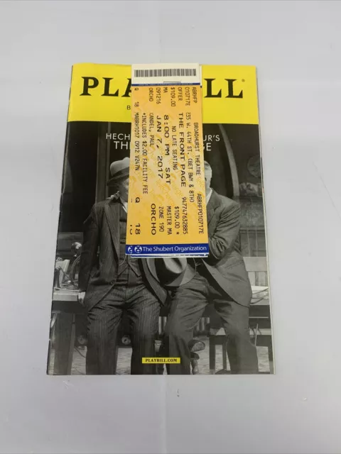 The Front Page New York Playbill w/ Original Ticket Stubs 2017 Broadhurst NYC