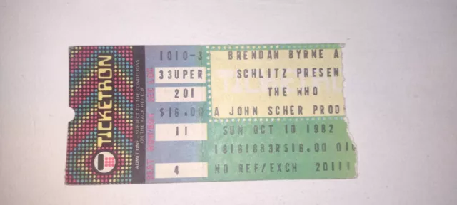 THE WHO "Final Tour " | Oct 10 1983 | It's Hard tour | NJ Concert Ticket Stub!