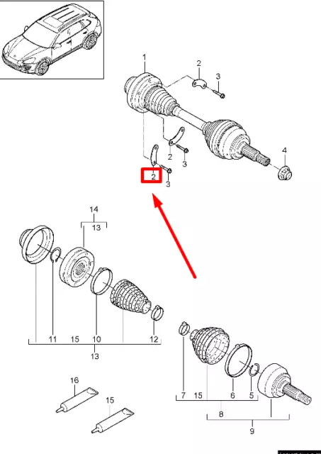 PORSCHE 95B Cardan Shaft Bolt Spacer 958.349.191.00 95834919100 NEW GENUINE