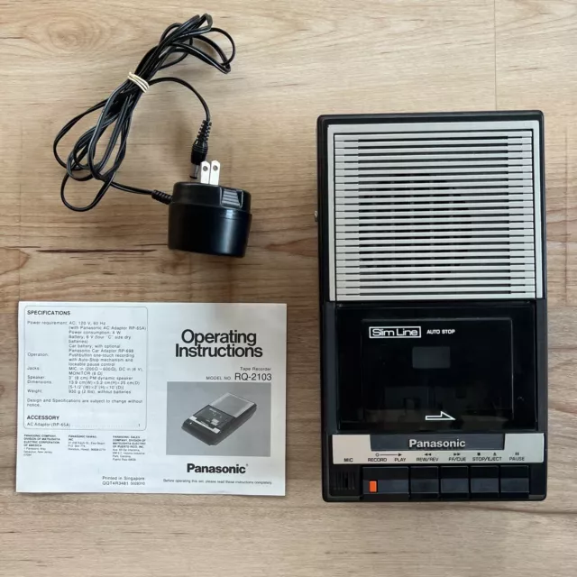 Panasonic RQ-2103 Slim Line Portable Cassette Player Tape Recorder Manual WORKS!