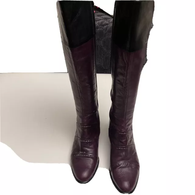 boot women  burgundy/black trim, knee, bz moda everybody sz 37.5 $75.00
