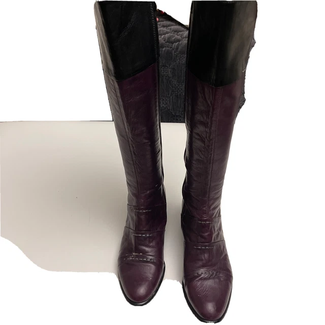 boot women  burgundy/black trim, knee, bz moda everybody sz 37.5 $75.00