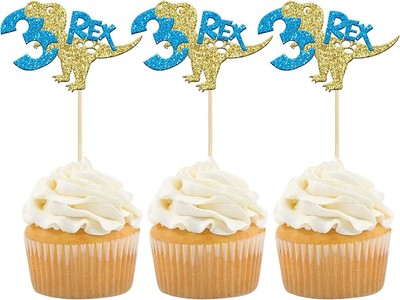 FANDE 50 Pezzi Decorazioni per Cupcake Dinosauro Cupcake Topper Dinosaur Cupcake Wrapper per Dinosauro Feste di Compleanno Decorazioni per Ragazzi Bambini 
