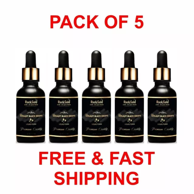 5 x Rock Gold Raw Shilajit Black Drop 30 ml Tropfen verbessern die...