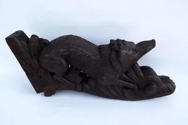 French Black Forest Carved Oak Wood Hunt Sculpture Wild Boar Pediment