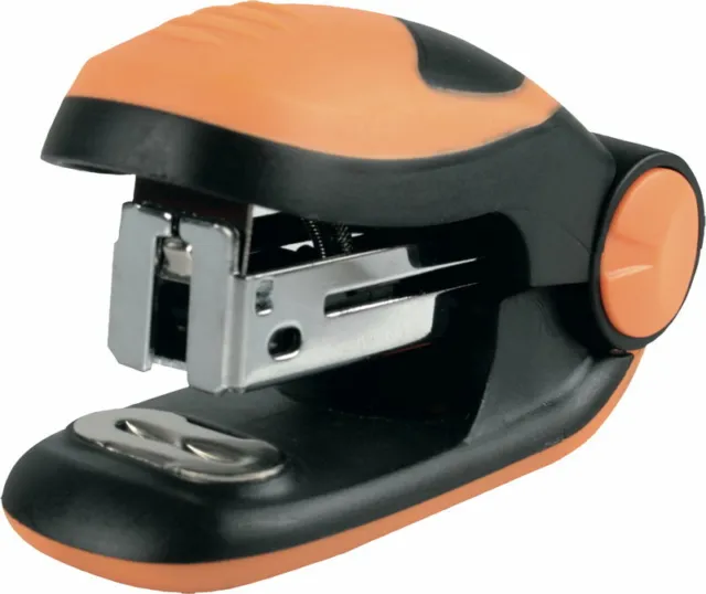 Mini Heftgerät / Heftmaschine + 1000 farbige Heftklammern / Farbe:schwarz-orange