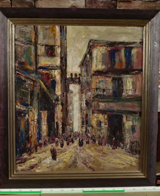 Herbert Knauff 1897-1944 Pintura Al Óleo Antiguo Vista de la Ciudad Popular