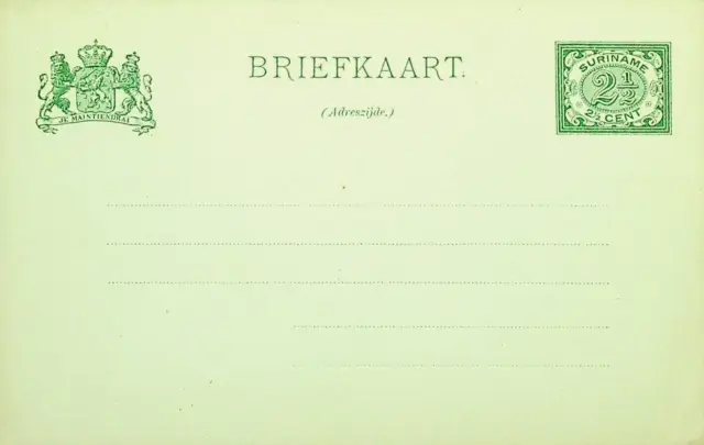 Suriname Unsued 2½ C Postal Briefpapier Karte