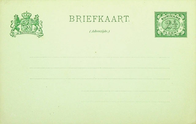 Suriname Unsued 2½ C Postal Briefpapier Karte