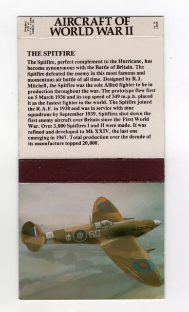 Aircraft of World War II Matchbox Label. The Spitfire